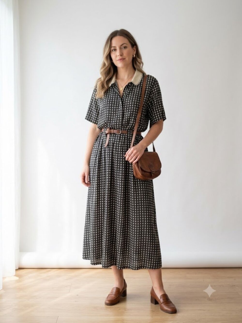 Vintage Nina Piccalino Rayon Midi Dress Made USA Size 14